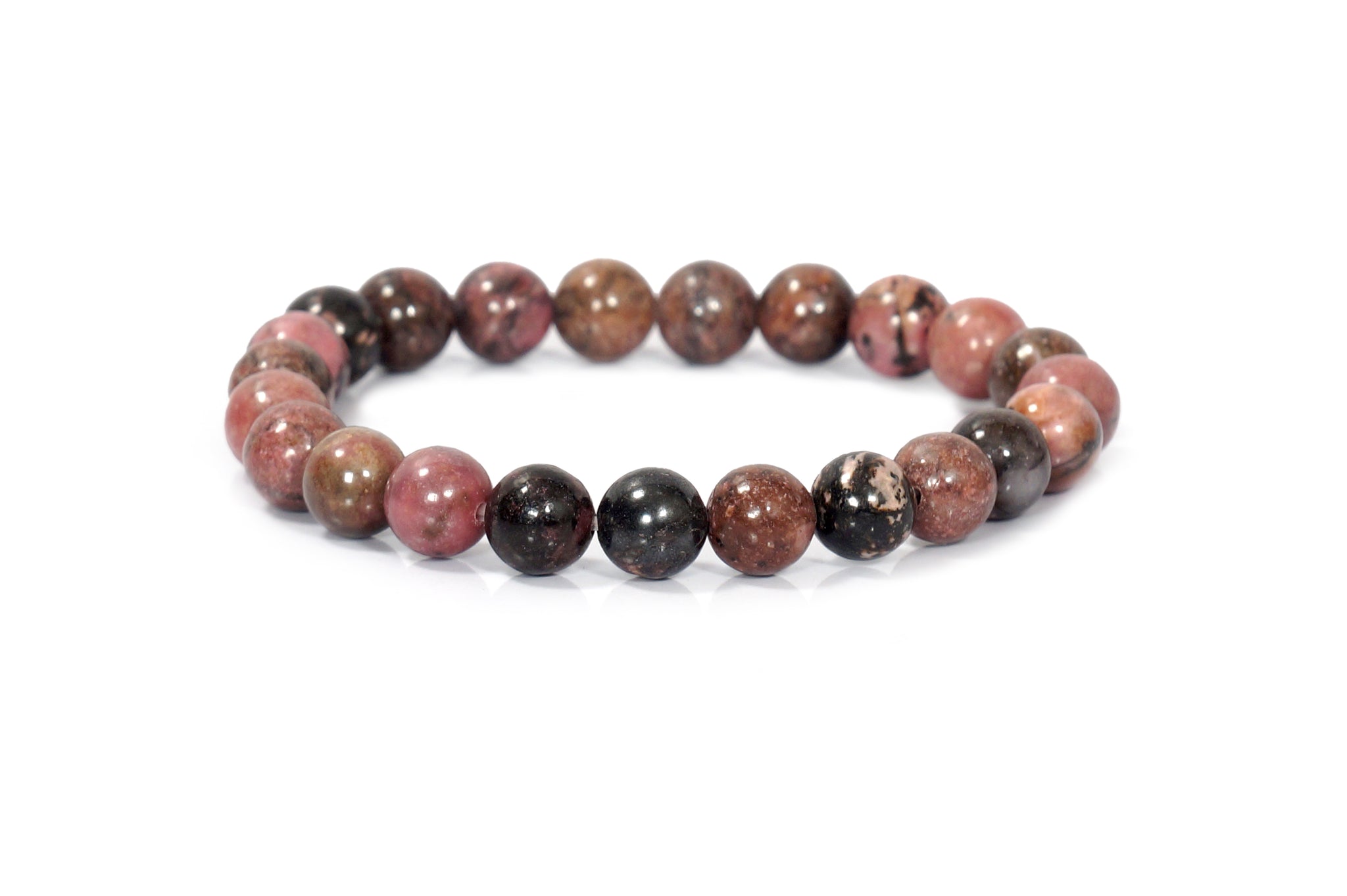 Rhodonite Bracelet - 8mm Round Beads