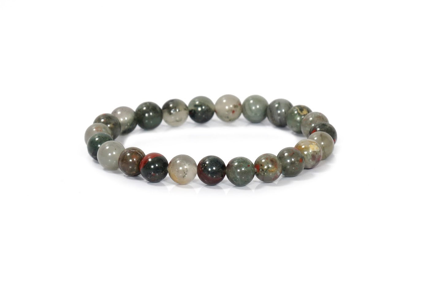 Bloodstone Bracelet - 8mm Round Beads