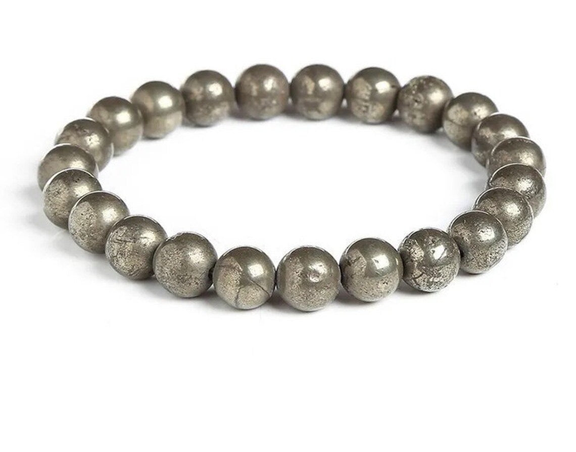 Pyrite Bracelet - 8mm Round Beads